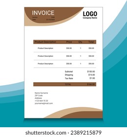 Diseño de plantilla de factura minimalista de vectores para su empresa o negocio 