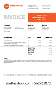 Vector minimalist invoice template design for your business / company