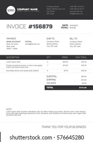 Vector minimalist invoice template design for your business / company - simple black and white version