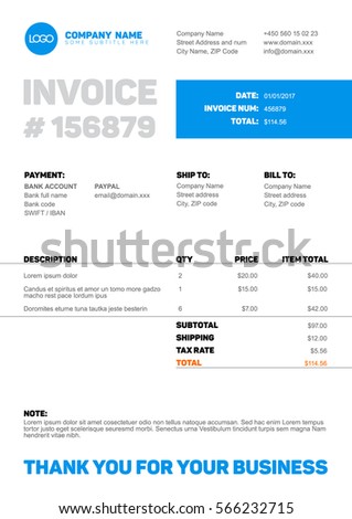 Vector minimalist invoice template design for your business / company