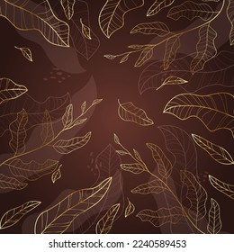 vector minimalist leaves background. Gold leaf Illustration. Background Leaf Vector design