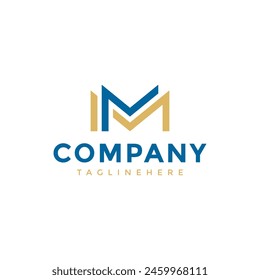 Vector minimalist line of letter M logo design, monogram logo design template