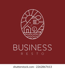 Concepto de diseño de restaurante con logotipo de línea minimalista para vectores