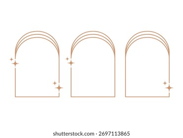 Vector Minimalist linear frame set of design elements and illustrations, 
simple linear frames and borders style oval, Modern boho logo design elements 
and frames