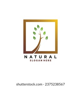 Vector minimalist logo concept concept line art with the concept of nature