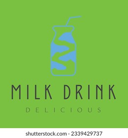 Vector Minimalist logo Milk Drink Delicious