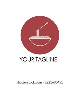 vector minimalist logo for a noodle soup restaurant or stall.