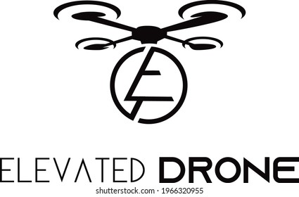 Dron con tecnología de logotipo minimalista Vector aislado en fondo blanco