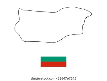 Vector minimalist map of Bulgaria with flag of the country, flag of Bulgaria with smooth map. Suitable for minimalist designs. Space for text.
