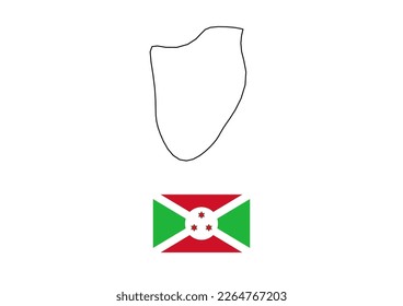 Vector minimalist map of Burundi with flag of the country, flag of Burundi with smooth map. Suitable for minimalist designs. Space for text.
