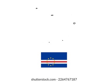 Vector minimalist map of Cape Verde with flag of the country, flag of Cape Verde with smooth map. Suitable for minimalist designs. Space for text.