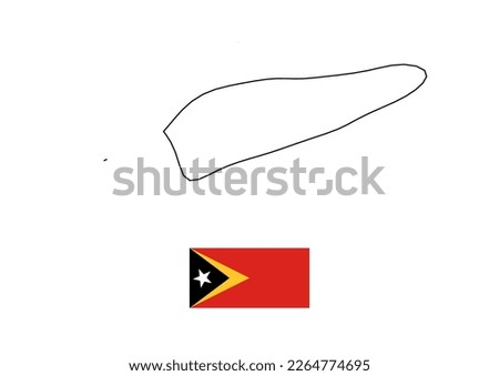 Vector minimalist map of East Timor with flag of the country, flag of East Timor with smooth map. Suitable for minimalist designs. Space for text.