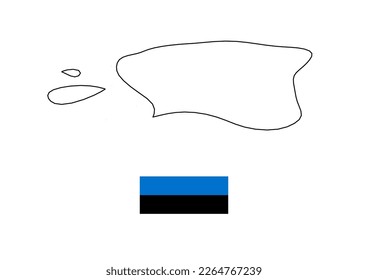 Vektorminimalistische Karte von Estland mit Flagge des Landes, Flagge von Estland mit glatter Karte. Geeignet für minimalistische Designs. Platz für Text.