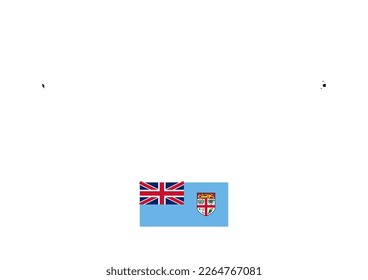 Vector minimalist map of Fiji with flag of the country, flag of Fiji with smooth map. Suitable for minimalist designs. Space for text.