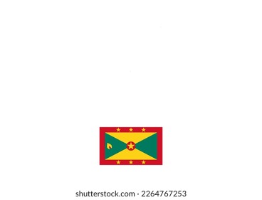 Vector minimalist map of Grenada with flag of the country, flag of Grenada with smooth map. Suitable for minimalist designs. Space for text.