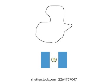 Vector minimalist map of Guatemala with flag of the country, flag of Guatemala with smooth map. Suitable for minimalist designs. Space for text.