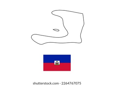 Mapa vectorial minimalista de Haití con bandera del país, bandera de Haití con mapa liso. Adecuado para diseños minimalistas. Espacio para texto.