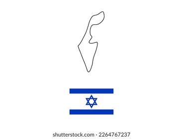 Vektorminimalistische Karte von Israel mit der Flagge des Landes, Flagge von Israel mit glatter Karte. Geeignet für minimalistische Designs. Platz für Text.