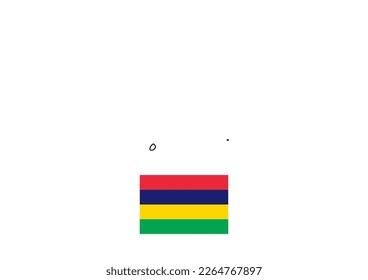 Vector minimalist map of Mauritius with flag of the country, flag of Mauritius with smooth map. Suitable for minimalist designs. Space for text.