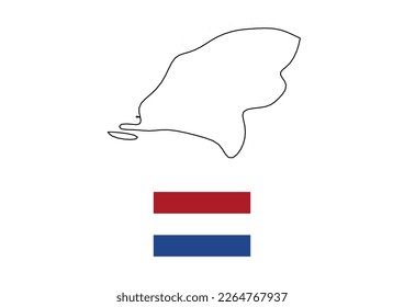 Vector minimalist map of Netherlands with flag of the country, flag of Netherlands with smooth map. Suitable for minimalist designs. Space for text.