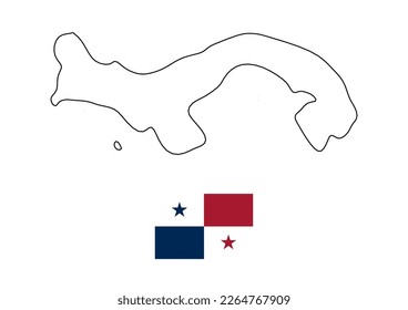 Mapa vectorial minimalista de Panamá con bandera del país, bandera de Panamá con mapa liso. Adecuado para diseños minimalistas. Espacio para texto.