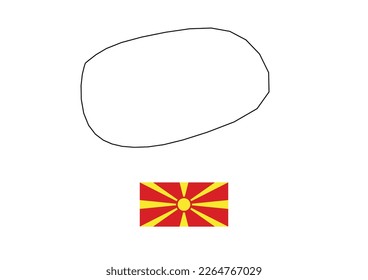 Vector minimalist map of Republic of Macedonia with flag of the country, flag of Republic of Macedonia with smooth map. Suitable for minimalist designs. Space for text.