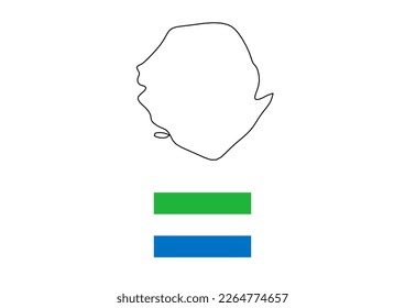 Vector minimalist map of Sierra Leone with flag of the country, flag of Sierra Leone with smooth map. Suitable for minimalist designs. Space for text.