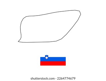 Vector minimalist map of Slovenia with flag of the country, flag of Slovenia with smooth map. Suitable for minimalist designs. Space for text.
