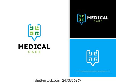 Vector minimalist medical services logo, health point logo design, healthcare logo design template