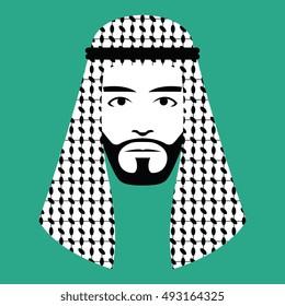 Vector Minimalist Middle Eastern Man Face Isolated