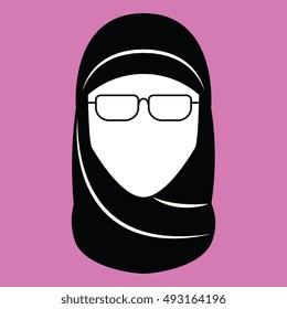 Vector Minimalist Middle Eastern Woman Face Isolated