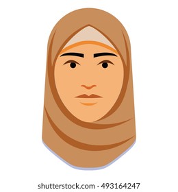 Vector Minimalist Middle Eastern Woman Face Isolated