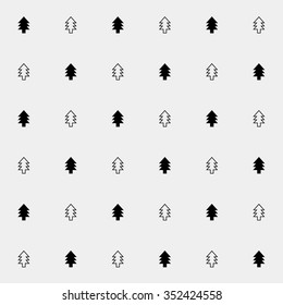 Vector minimalist monochrome black and white pattern new year christmas tree