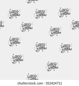 Vector minimalist monochrome black and white pattern new year lettering