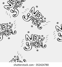 Vector minimalist monochrome black and white pattern new year lettering