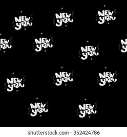 Vector minimalist monochrome black and white pattern new year lettering