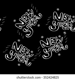 Vector minimalist monochrome black and white pattern new year lettering