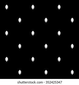 Vector minimalist monochrome black and white pattern new year christmas tree