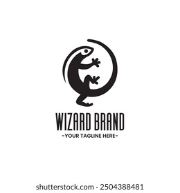 Vector minimalist monochrome lizard logo simple clean circular design