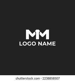Vector minimalist monogram letter MM logo design template
