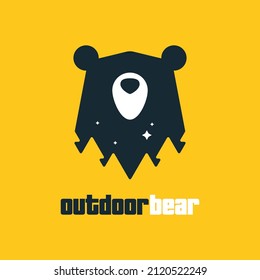 Vector minimalist outdoor bear head logo.