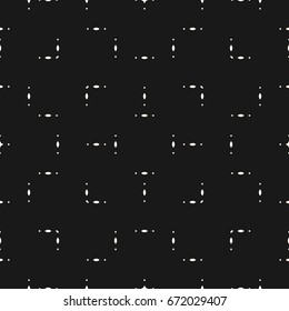 Vector minimalist pattern, abstract geometric seamless texture with tiny geometrical shapes, ovals, rhombuses. Subtle black background. Simple design element for decor, prints, covers, digital, web