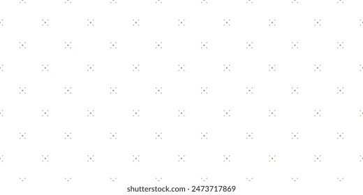 Vector minimalist pattern with tiny golden diamond shapes, small stars. Delicate minimal white and gold seamless texture. Subtle geometric background. Repeated luxury geo design for decor, print, web