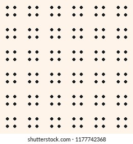 Vector minimalist polka dot seamless pattern. Simple black and white minimal geometric background. Subtle monochrome texture with tiny spots, dots. Abstract design for decor, web, print, embossing