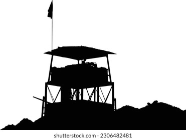 Vector minimalist pos tower beach silhouette isolated on white background