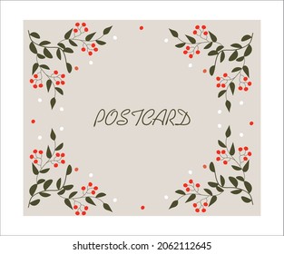 Vector minimalist postcard. Winter or spring frame. Wedding or birthday card.