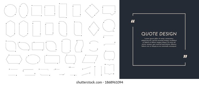 Vector minimalist posters set. Quote frames blank templates set. Isolated textbox. Text in brackets. Citation empty speech bubbles. Simple geometric shapes. Social media template