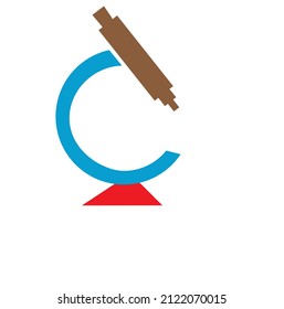 Vector minimalist science logo or flat microscope logo