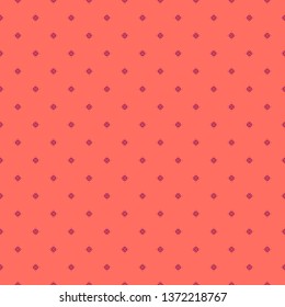 Vector minimalist seamless pattern. Abstract geometric floral background in coral and dark red color. Minimal ornament texture with simple small flowers, tiny stars. Repeat design for decor, wallpaper