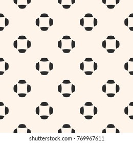 Vector minimalist seamless pattern. Abstract black and white texture with simple geometric figures, floral shapes. Stylish minimal background, repeat tiles. Design for textile, furniture, fabric